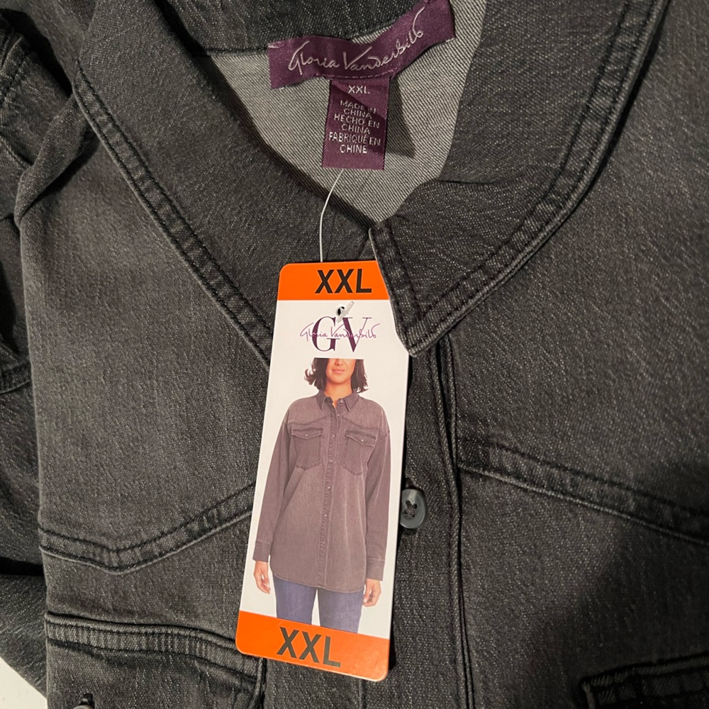 Gloria Vanderbilt Gray Denim Shirt XXL